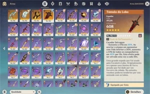 AR58 16x5* com constelação + Armas 5* - Genshin Impact