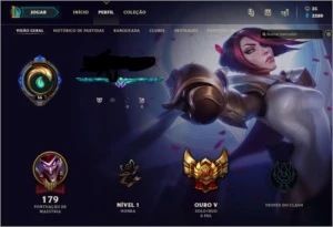 Conta gold 5 com borda platina em flex - League of Legends LOL