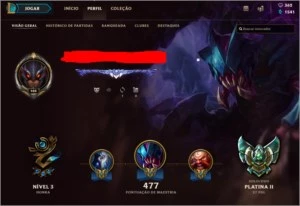 Vendo conta Plat Ii 200 skins all champions - League of Legends LOL