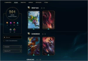 Vendo conta Plat Ii 200 skins all champions - League of Legends LOL