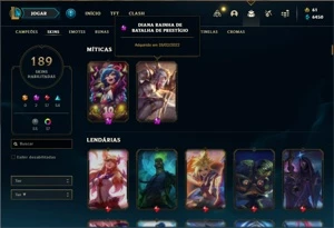 Conta prata 2 com TODOS os champs e 189 Skins + 1 Prestigio - League of Legends LOL