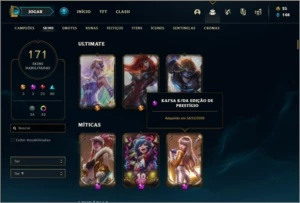 Conta unranked com 85 champs e 171 skins (2 Prestigios) - League of Legends LOL