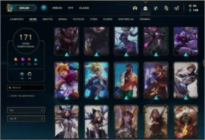 Conta unranked com 85 champs e 171 skins (2 Prestigios) - League of Legends LOL