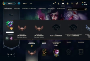 Conta bronze 4 com 150 Champs e 116 Skins - League of Legends LOL