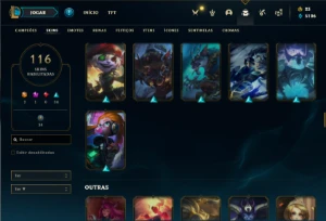 Conta bronze 4 com 150 Champs e 116 Skins - League of Legends LOL
