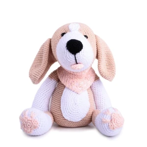 Cachorro Beagle lenço rosa em amigurumi - Artesanato e Personalizados