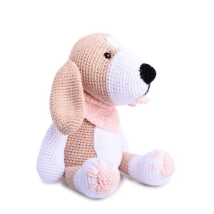 Cachorro Beagle lenço rosa em amigurumi - Artesanato e Personalizados