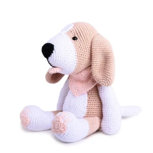 Cachorro Beagle lenço rosa em amigurumi - Artesanato e Personalizados