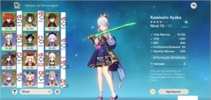 Genshin Impact Ar 55, 8 Personagens 5*, 7 Armas 5*