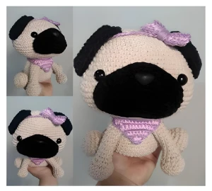 Receita em PDF - Cachorrinha Pug Amigurumi