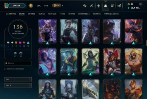 TODOS os Champs e 136 Skins ( MONO ADC ) +6 Prestigios - League of Legends LOL