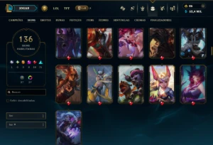 TODOS os Champs e 136 Skins ( MONO ADC ) +6 Prestigios - League of Legends LOL