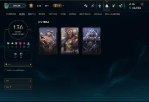 TODOS os Champs e 136 Skins ( MONO ADC ) +6 Prestigios - League of Legends LOL