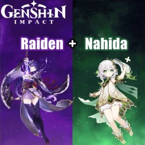 Conta Genshin Impact AR 7 com Shogun Raiden e Nahida