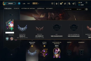 Prata 4 com TODOS os Champs e 90 Skins ( Mais de 600 Jogos ) - League of Legends LOL