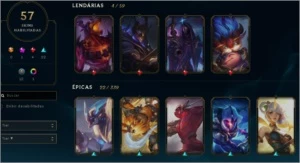 BARATO ✅ OURO 4 ✅ 57 Skins ✅ NV 241 ✅ Honra 3 ✅ 117 CHAMPS ✅ - League of Legends LOL