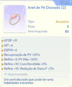 Ragnarok Origin Classic -Anel Pé Dourado (2) - Angeling 3 - Outros