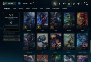 Esmeralda 4 com 42 Champs e 7 Skins + 2 Fragmentos - League of Legends LOL