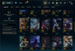 Esmeralda 4 com 42 Champs e 7 Skins + 2 Fragmentos - League of Legends LOL