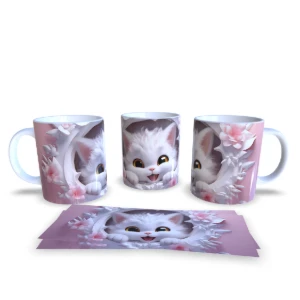 Caneca de Cerâmica com Gatos - 8 Modelos - Artesanato e Personalizados