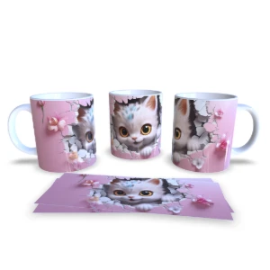 Caneca de Cerâmica com Gatos - 8 Modelos - Artesanato e Personalizados
