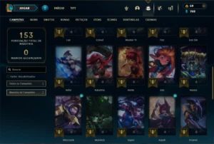 Prata 4 com 40 Champs e 43 Skins + 3 Espolios - League of Legends LOL