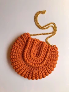 Bolsa Tiracolo Shell Bag Coral em Crochê
