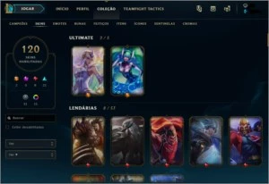 Conta LOL 124 champions , 120 skins , 35 emotes ,Diamante 4 - League of Legends