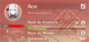 Shenhe + Kokomi + Espinha Celestial AR 32 - Genshin Impact