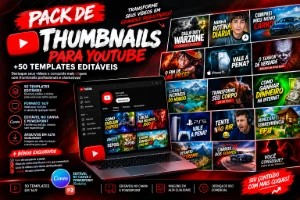 Pack De Thumbnails Para Youtube - Entrega Automatica - Arte Digital Artes Canva