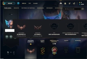 Conta Bronze 4 com 70 Champs e 52 Skins - League of Legends LOL