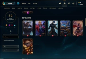 Conta Bronze 4 com 70 Champs e 52 Skins - League of Legends LOL