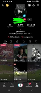 Conta TikTok com 8.079 seguidores. - Redes Sociais