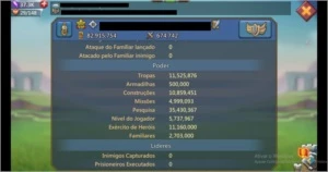 Conta Lords Mobile Castelo LV25