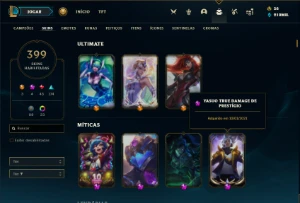 Conta Unranked com TODOS os champs e 399 Skins (Nivel 600) - League of Legends LOL