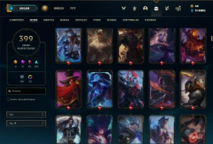 Conta Unranked com TODOS os champs e 399 Skins (Nivel 600) - League of Legends LOL