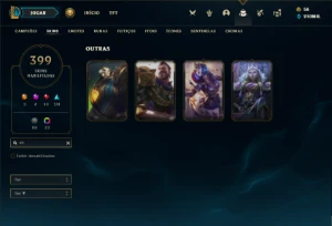 Conta Unranked com TODOS os champs e 399 Skins (Nivel 600) - League of Legends LOL