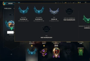 Platina 4 com 125 Champs e 79 Skins +3 Vitoriosas - League of Legends LOL