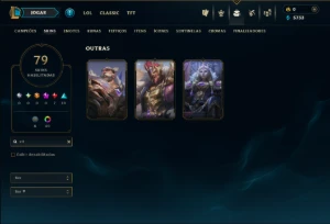 Platina 4 com 125 Champs e 79 Skins +3 Vitoriosas - League of Legends LOL