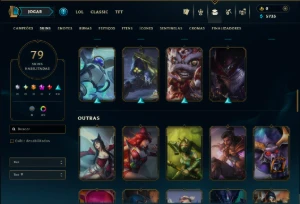 Platina 4 com 125 Champs e 79 Skins +3 Vitoriosas - League of Legends LOL
