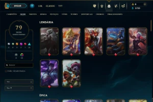 Platina 4 com 125 Champs e 79 Skins +3 Vitoriosas - League of Legends LOL