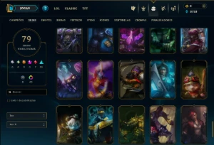 Platina 4 com 125 Champs e 79 Skins +3 Vitoriosas - League of Legends LOL