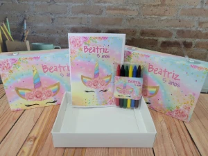 Kit Colorir Unicórnio com Caixinha Maleta - Artesanato e Personalizados