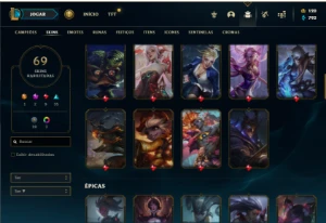 Ferro 1 com 105 Champs e 69 Skins ( Mais de 120 Jogos ) - League of Legends LOL