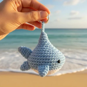 Tubarão Azul-Claro em Amigurumi - Artesanato e Personalizados