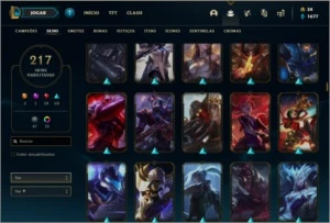 Conta ouro 3 com TODOS os champs e 217 skins - League of Legends LOL