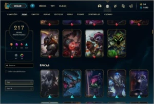 Conta ouro 3 com TODOS os champs e 217 skins - League of Legends LOL