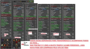 CONTA TIBIA 134 COM SET E 250 TIBIA COINS + ACCS COM SKILLS