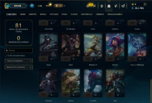 Diamante 3 com 40 Champs e 12 Skins - League of Legends LOL