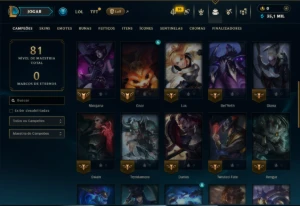 Diamante 3 com 40 Champs e 12 Skins - League of Legends LOL